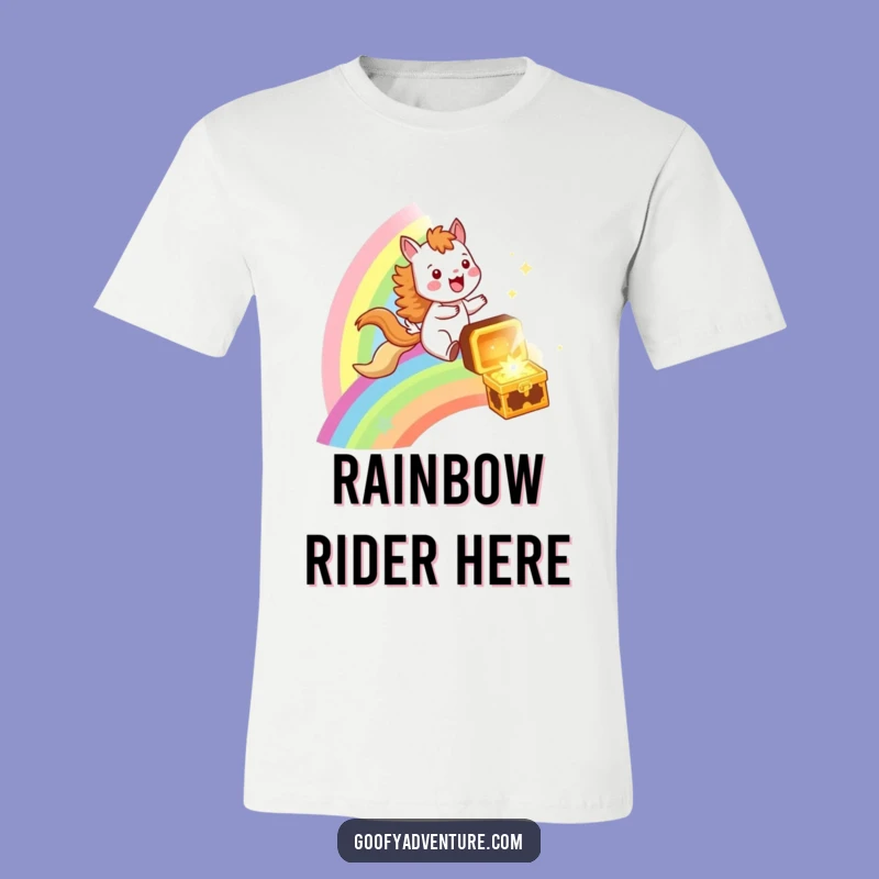 Funny Rainbow Gallop Tee: Joyful Animal Treasure Hunt T-Shirt Gift