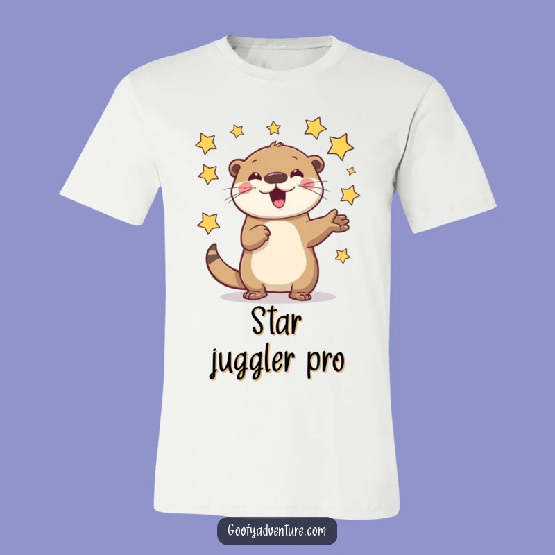 Funny Otter Juggling Stars T-Shirt: Wear Your Cosmic Joy with This Hilarious Tee