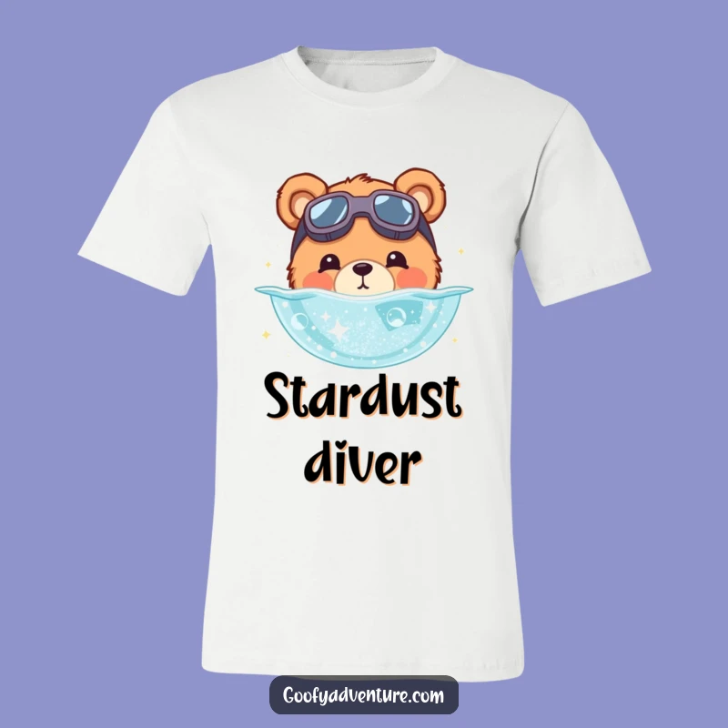 Funny Bear Stardust Diver T-Shirt - Hilarious Goggle Bear Tee!