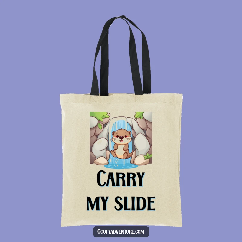 Funny Otter Waterfall Slide Tote Bag: Playful Accessory, Excellent Funny Gift