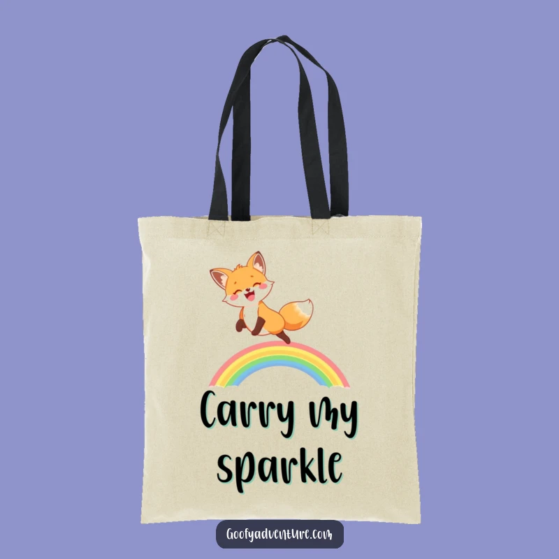 Funny Fox Rainbow Leap Tote Bag: Cheerful Bag, Excellent Funny Gift