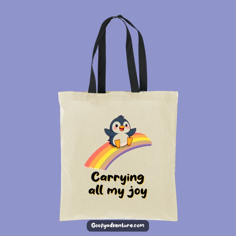 Funny Penguin Tote Bag - Chic Rainbow Sliding Carry-All