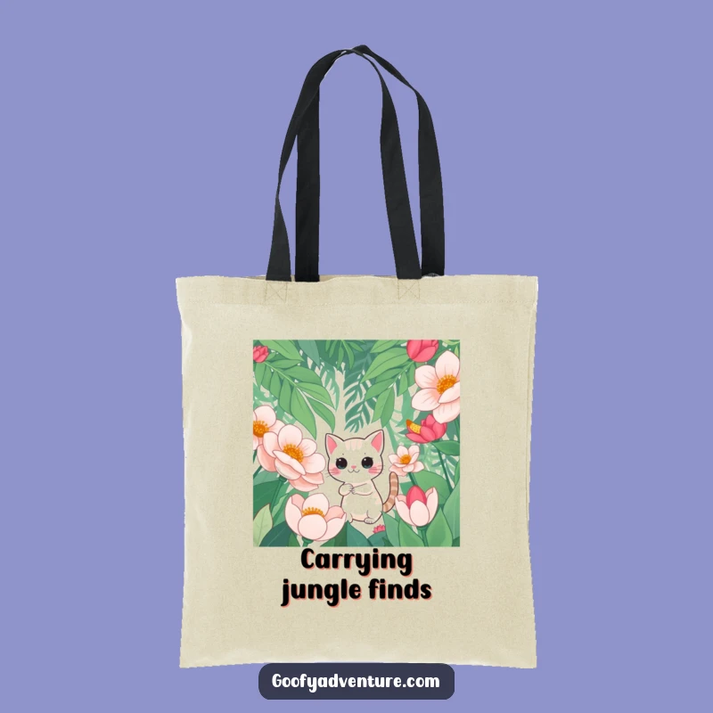 Funny Cat Tote Bag: Curious Jungle Explorer Carryall Gift