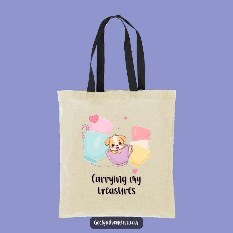 Funny Puppy Tote Bag: Giggling Pup Zipline Carryall Gift