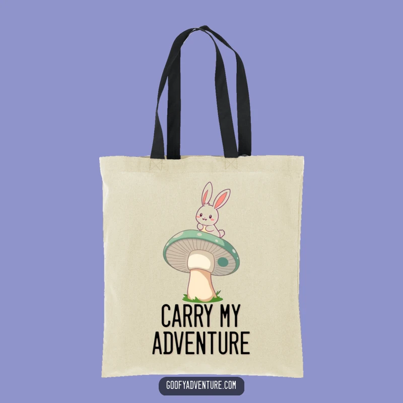 Funny Bunny Mushroom Rider Tote Bag: Carry Magic, Whimsical Journey, Fun Gift