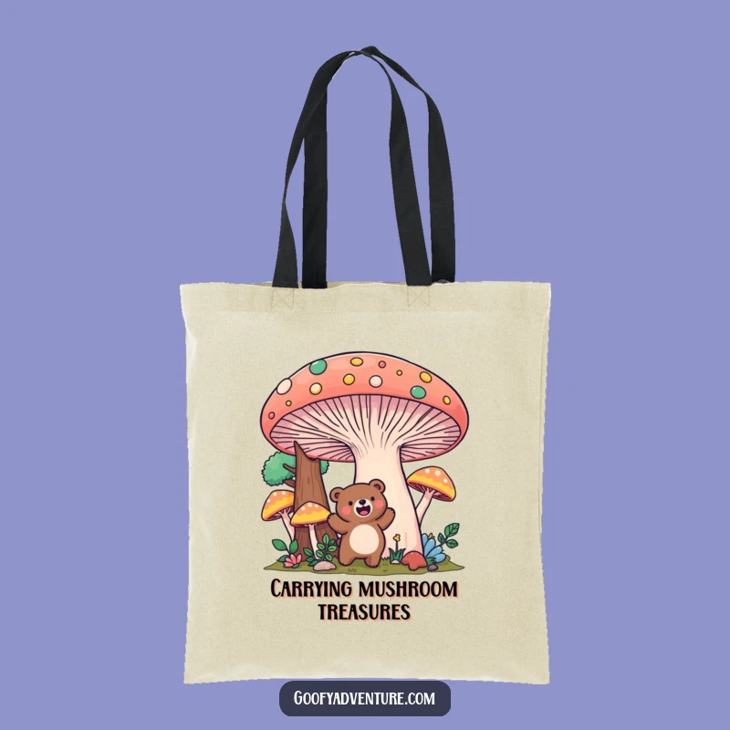 Funny Kawaii Bear Mushroom Forest Tote Bag: Carry Your Adventures!