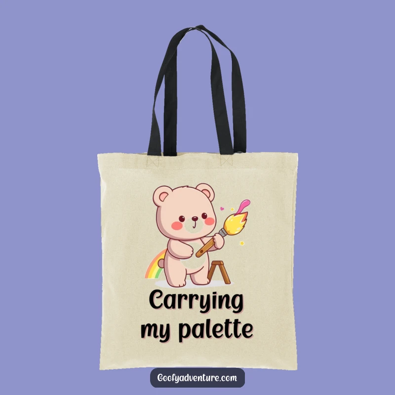 Funny Kawaii Bear Tote Bag - Cute & Cheerful Art Supply Carrier