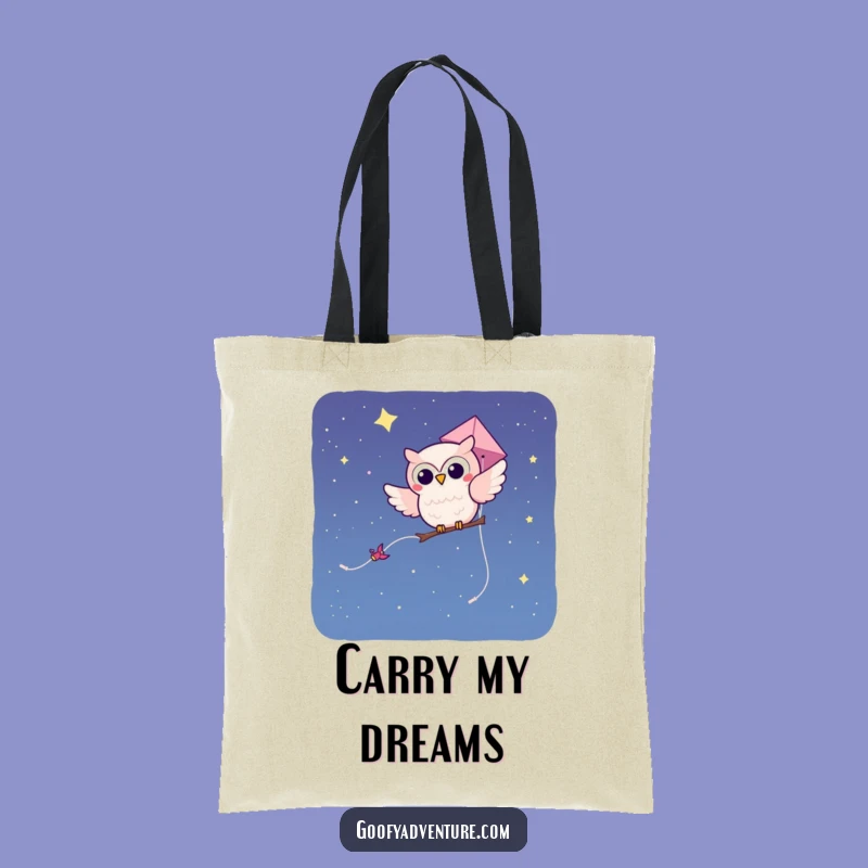 Funny Owl Kite Tote Bag - Carry Your Essentials Through the Whimsical Night Sky