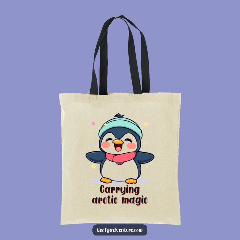 Funny Penguin Aurora Tote Bag: Carry Magic and Smiles
