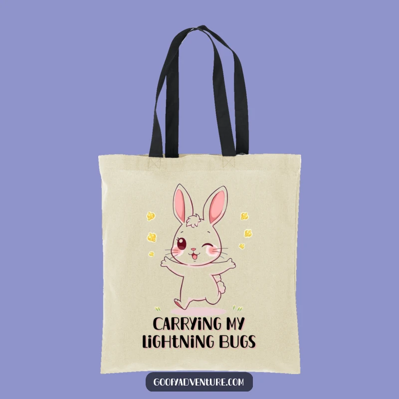 Funny Rabbit Firefly Tag Tote Bag: Carry Your Energy