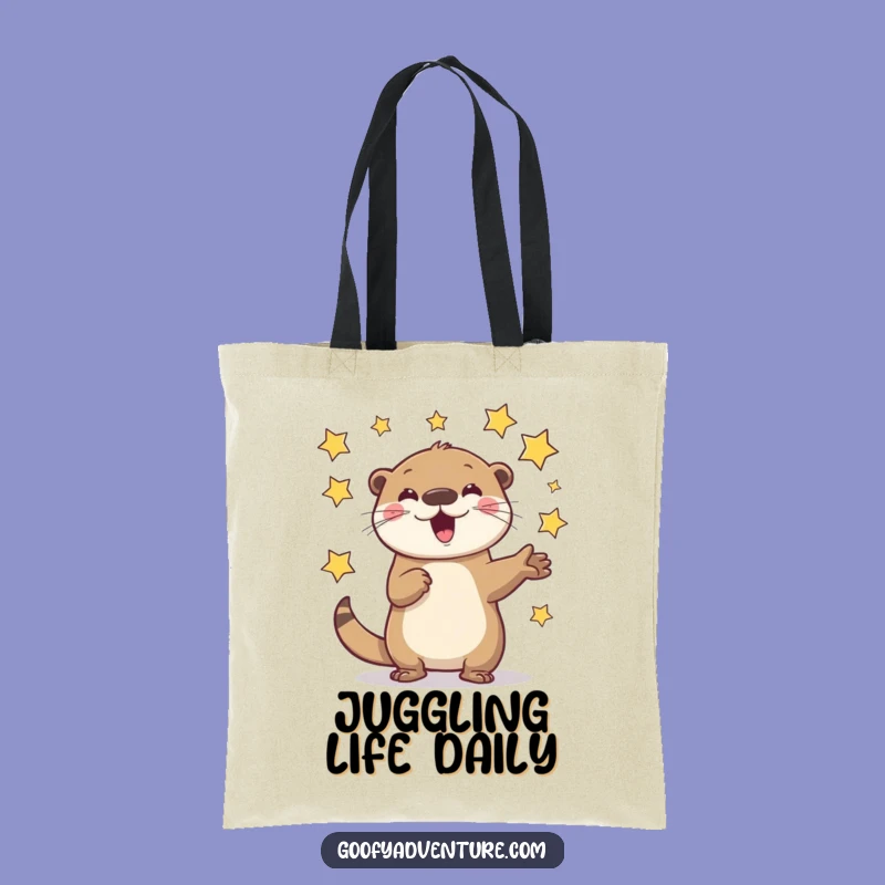 Funny Otter Juggling Stars Tote Bag: Carry Your Sparkle with This Fun Accessory